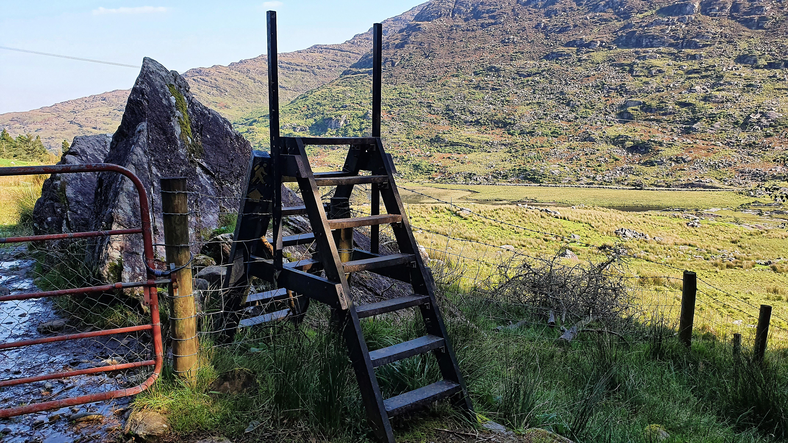A style over a fence on the Kerry Way in the Black Valley