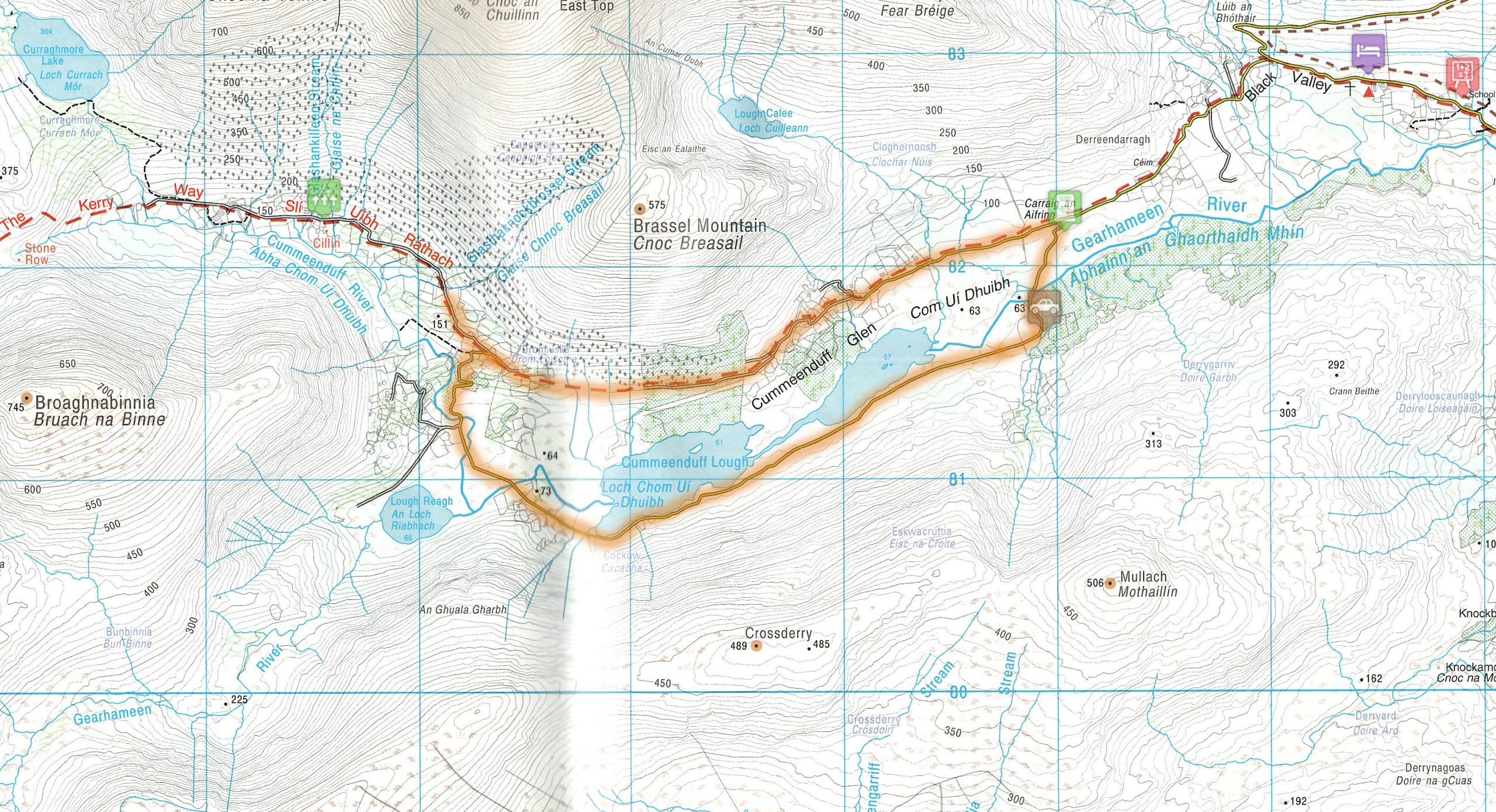 Our hiking route through the Black Valley in County Kerry, Ireland