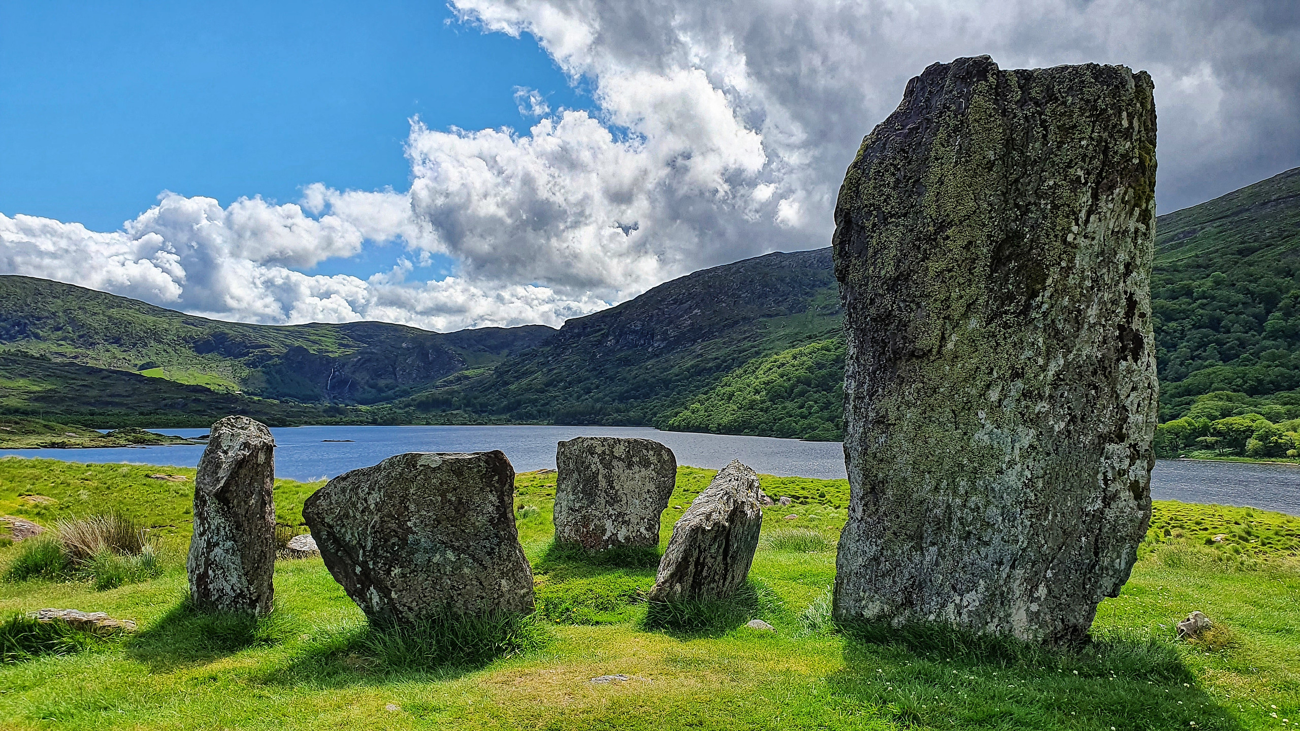 The Uragh Stone Circle overlooking Lough Inchaquin