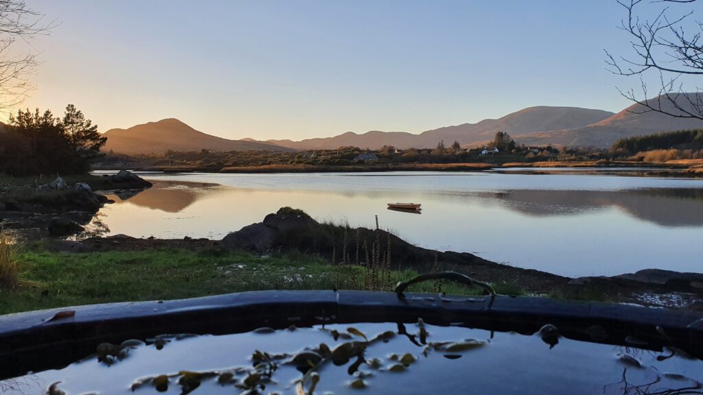 Evening view of the Sneem Estuary from a seaweed barrel