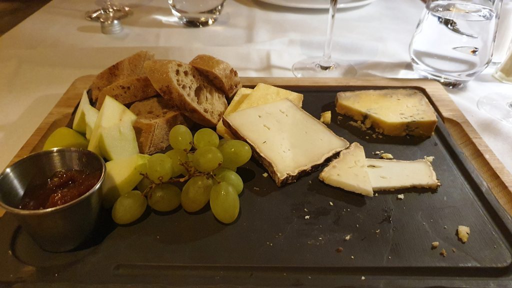 A cheese plate was the perfect way to end the meal.